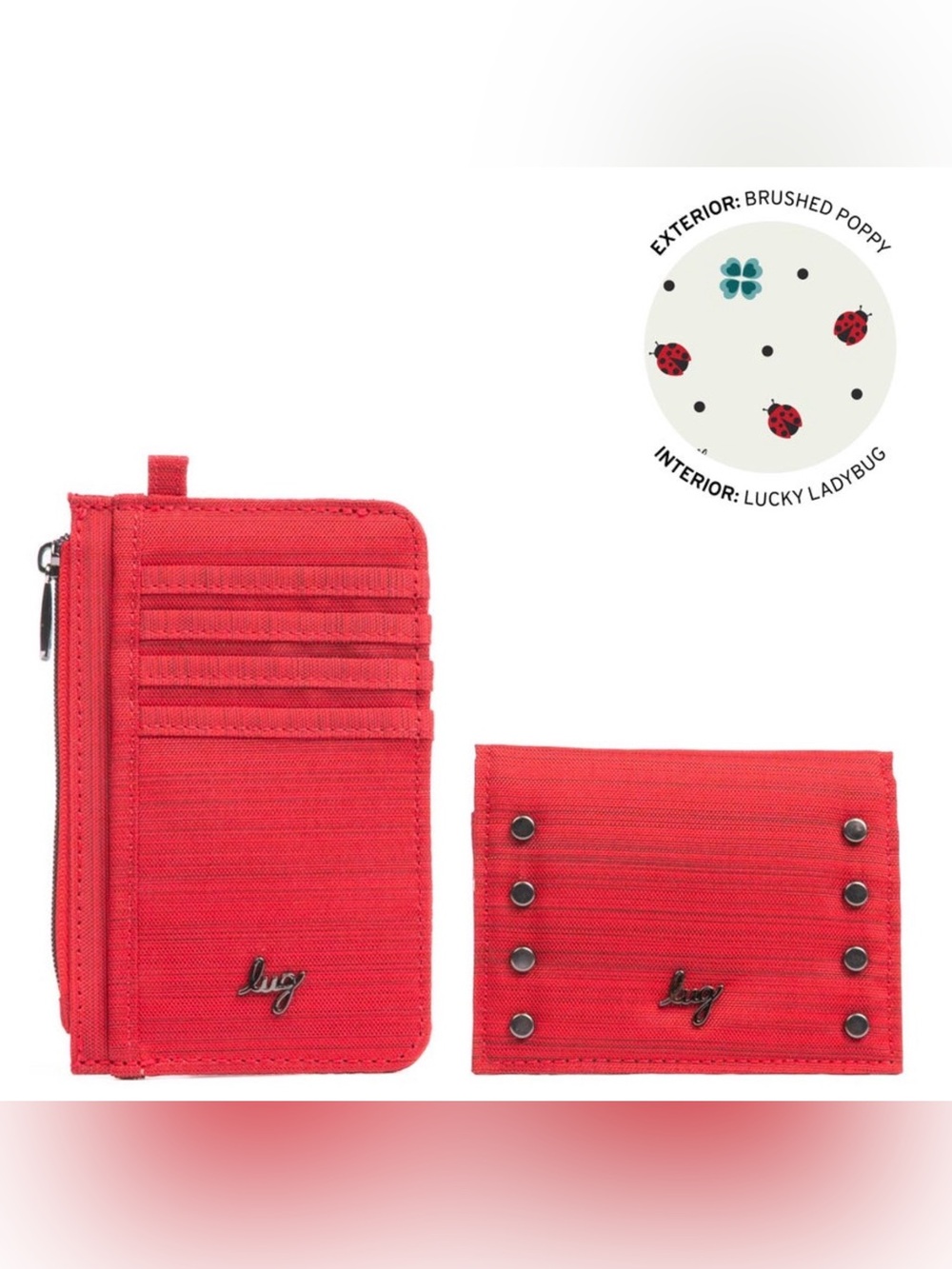 Lug Slide and Walkover RFID Wallet Combo. Brushed Poppy Red. NWOT